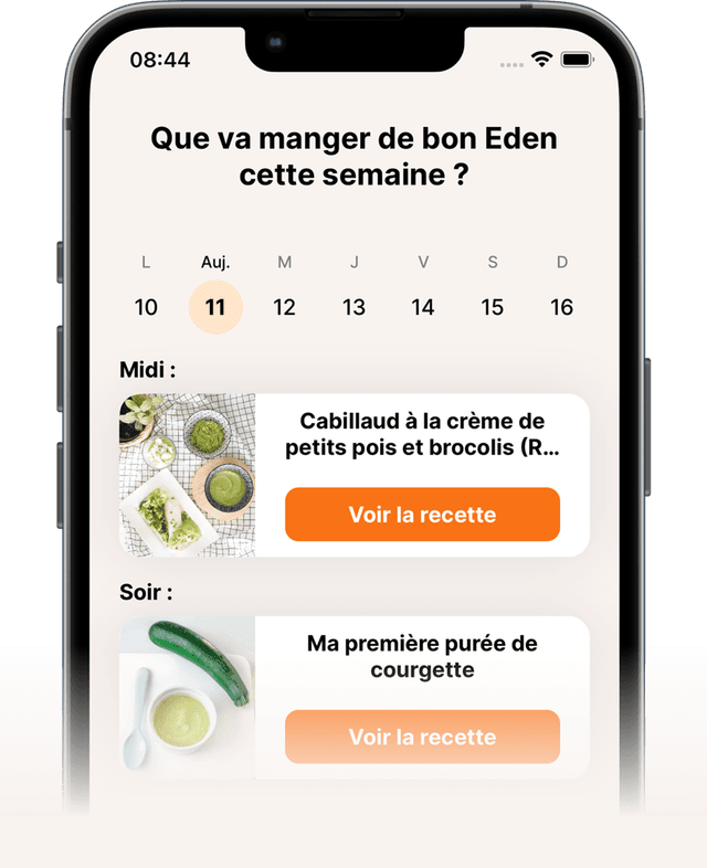 Interface de l'application Miam Miam sur iPhone