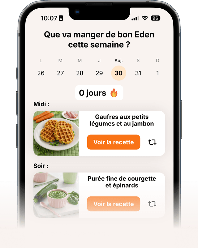 Interface de l'application Miam Miam sur iPhone